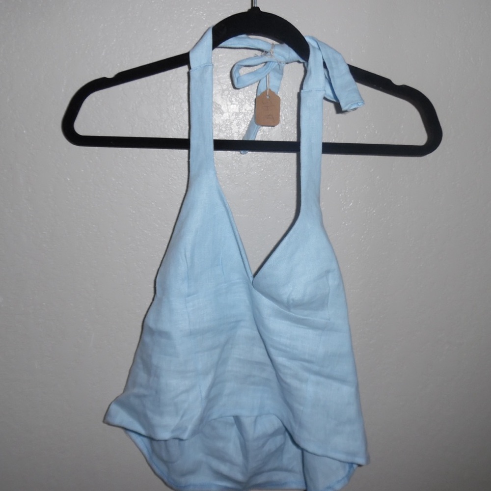 Handmade Sky Blue Halter Top